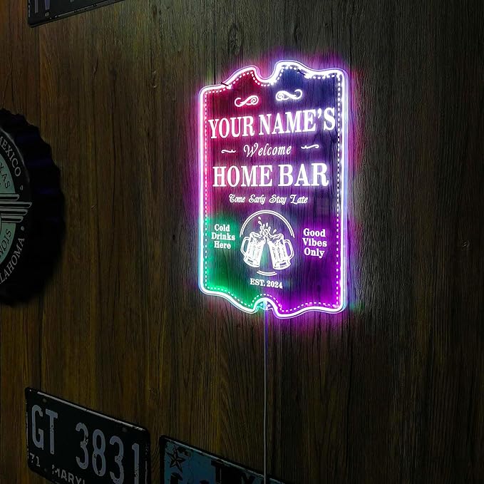 ADVPRO Personalized Your Name Home Bar RGB Dynamic Glam LED Sign - Cut-to-Edge Shape - Smart 3D Decoration - Multicolor Signage st06s86-fnd-p11c-tm-c