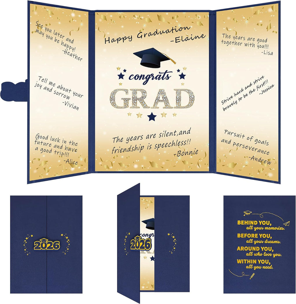 Vlipoeasn 2026 Graduation Guest Book Alternative, Blue Gold Class of 2026 Graduation Party Decorations, Graduation Signature Book for 2026 College High School, Unique Graduation Gifts for Friends