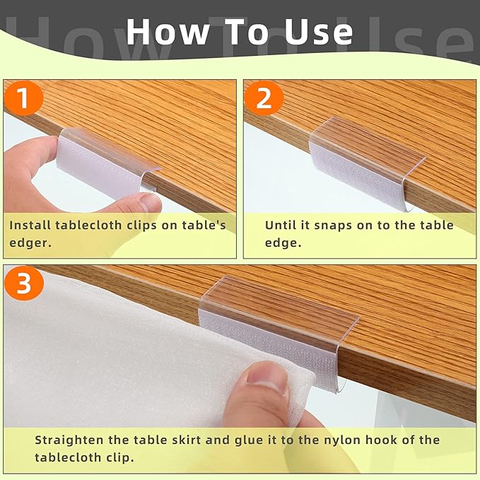 12 Pieces Table Skirting Clips Clear Tablecloth Clips for Indoor Outdoor Events Wedding Meeting Party Picnic Banquet
