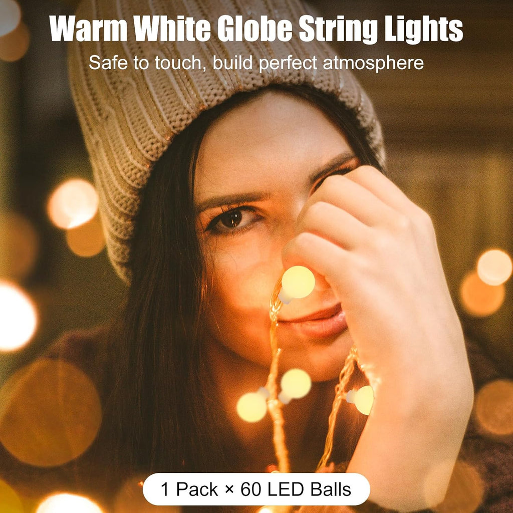 Minetom Battery Operated String Lights, 21FT 60 LED Globe Fairy Lights with Remote, Waterproof Twinkle Lights for Indoor Outdoor Bedroom Classroom Camping Patio Birthday Christmas Decor, Warm White