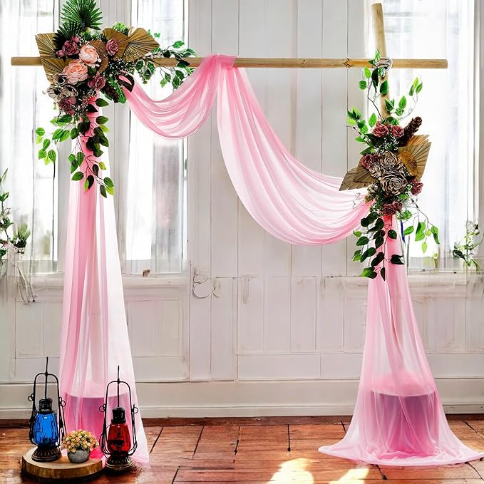 MDS Halloween Chiffon Draping Fabric - 2 Panel, 30" Wide x 75ft Long - Sheer Spooky Arbor & Canopy Drapery for Haunted House Backdrops, Party Ceilings, DIY Costumes & Themed Events - Coral
