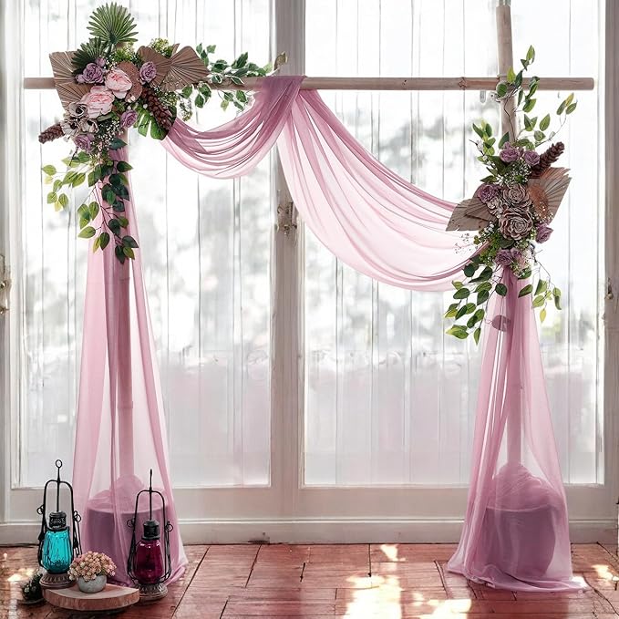 MDS Halloween Chiffon Draping Fabric - 1 Panel, 30" Wide x 30ft Long - Sheer Spooky Arbor & Canopy Drapery for Haunted House Backdrops, Party Ceilings, DIY Costumes & Themed Events - Mauva