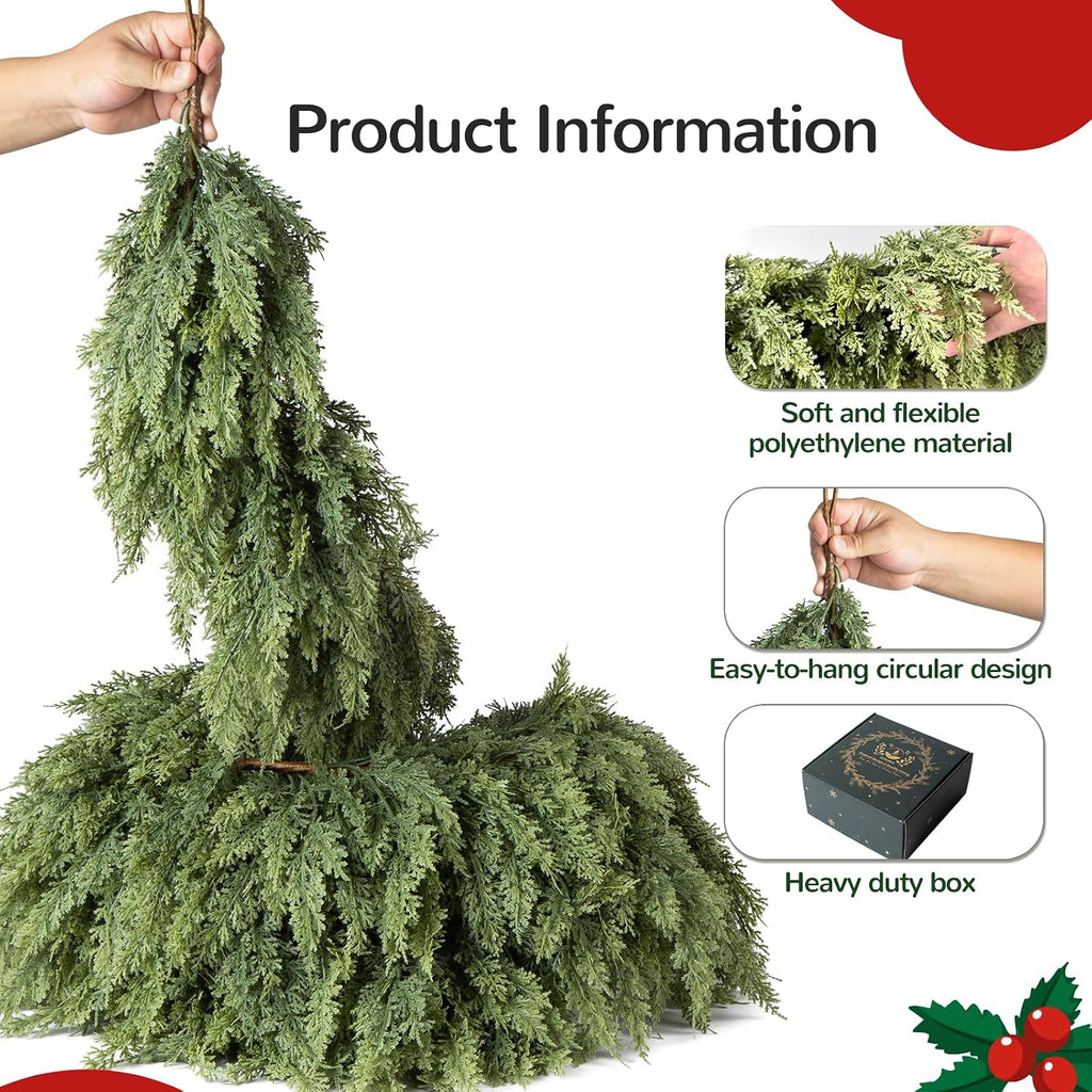 giauma 9ft double fullness artificial christmas cedar garland on a desk or shelf