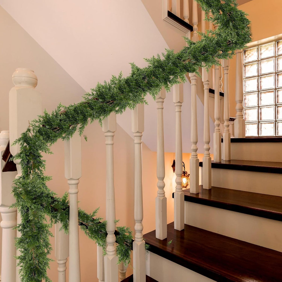 yinder 15 ft artificial cedar christmas garland, extra showing dimensions
