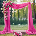 Wedding Arch Draping Fabric,2 Panels 18FT Hot Pink Sheer Chiffon Curtain Drapes 6 Yards for Wedding Ceremony Birthday Party Decoration