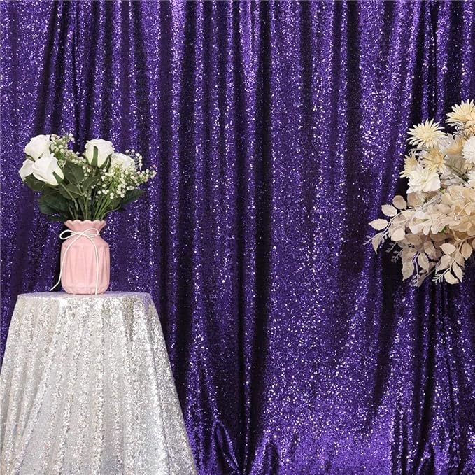 Eternal Beauty Purple Sequin Backdrop, 20x10 Ft Halloween Glitter Background Curtains for Shimmer Photography Party Wedding Birthday Back Drop Decor