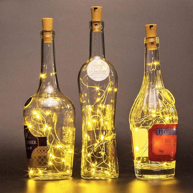 Wine Bottle Cork Lights 15Pack 10 LED/ 40 Inches Battery Operated Cork Shape Copper Wire Colorful Fairy Mini String Lights for Party Christmas Halloween Wedding Decoration (Warm White)