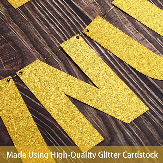 TaoBary 112 Pcs DIY Letter Kit Glitter Customizable Banner Letters Include 107 Letters and Numbers 3 Rope and 2 Needles for Birthday Halloween Christmas Wedding Valentine Party Decor(Gold)
