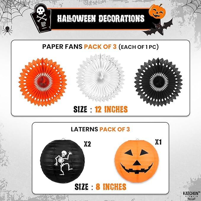 KatchOn, Hanging Ghosts Halloween Decor - Pack of 10 | Xtralarge Indoor Halloween Hanging Decorations, Ghost Garland Decorations, Paper Lanterns, Hanging Paper Fans | Spooky Hanging Decorations