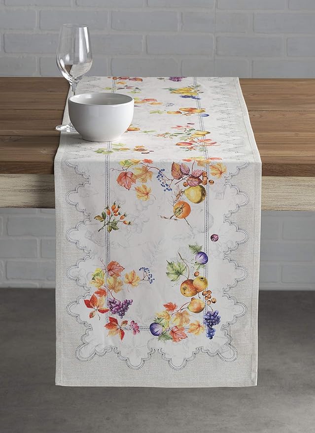 Maison d' Hermine Table Runner 100% Cotton Single Layer Table Runners 60 inches Long for Thanksgiving Christmas Decorations Home Kitchen Dining Party Wedding (Fruit D'Hiver, 14.5" x 60")