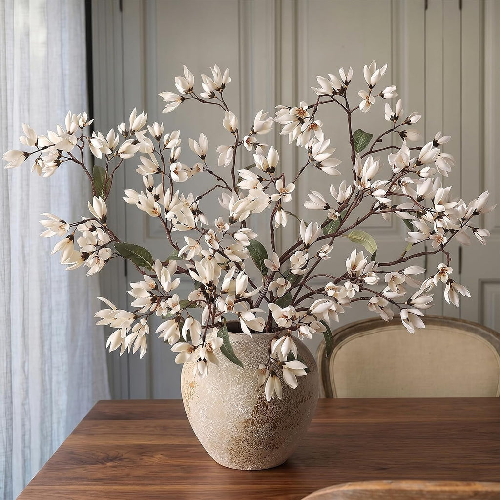 yxzzwl 4pcs 36" fake magnolia champaca silk flower, front angle view