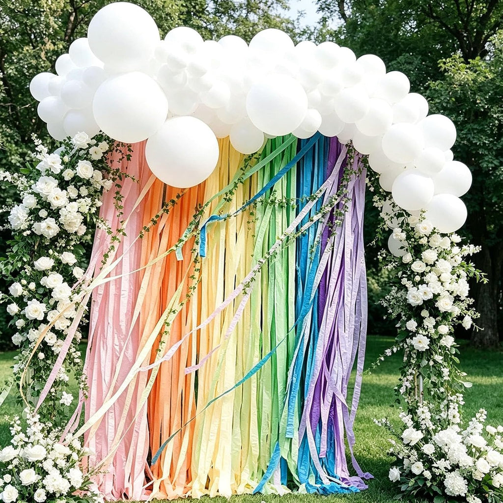 Pastel Crepe Paper Streamers 6 Rolls 492ft, Party Decorations for Birthday Wedding Baby Shower Bride Shower Halloween Christmas Holiday Decorations, 1.77Inch x 82ft/Roll