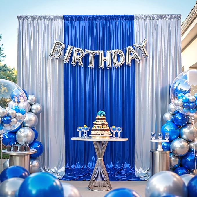 20ftx10ft Royal Blue Sequin Backdrop Curtain Panels for Parties, 4 Panels Wrinkle Free Glitter Photo Backdrop Drapes Shimmer Back Drop Cloth for Wedding Birthday Christmas Photography Background