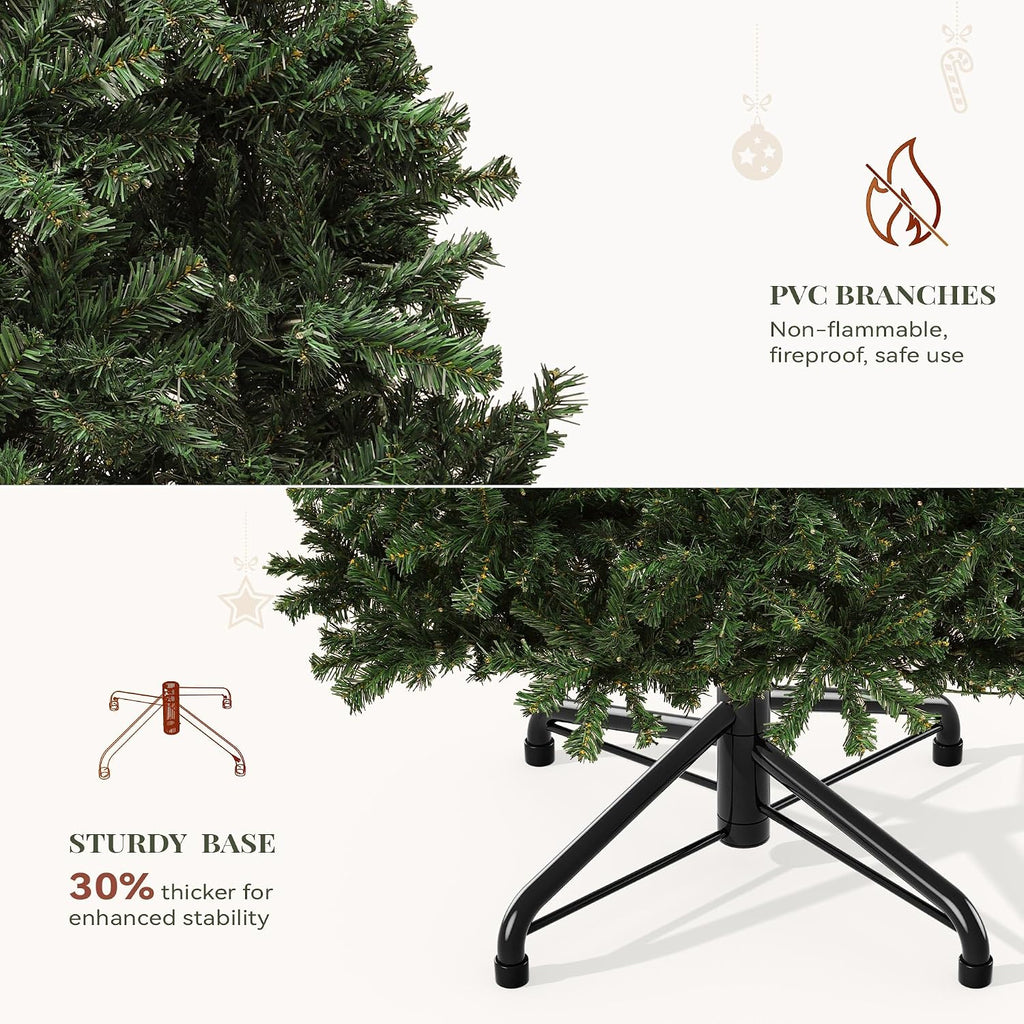 yitahome 7.5ft pre-lit green artificial hinged christmas tree, package contents