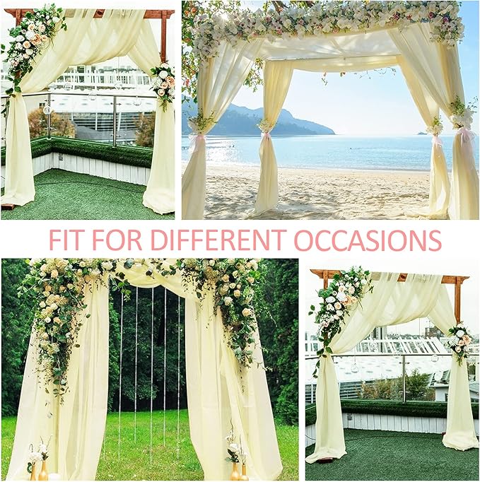 Wedding Arch Draping Fabric Beige Arch Drapes Sheer Backdrop Curtain for Ceremony Photo Wedding Decor 19Ft x 28" 2 Panel