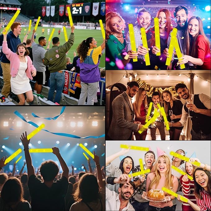 Foam Glow Sticks Bulk, 30 PCS Yellow Light Up Foam Sticks 3 Modes, Glow Party Supplies for Wedding,Raves, Carnival, Concert, 4th of July, Halloween, Christmas, New Year