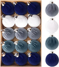 EverMerry 15 PCS Velvet Christmas Ornaments, 3.14’’ Christmas Ball Ornaments Set, Hanging Balls Decorations for Xmas Tree, Wreath, Garland, Home Decor (Blue and White)