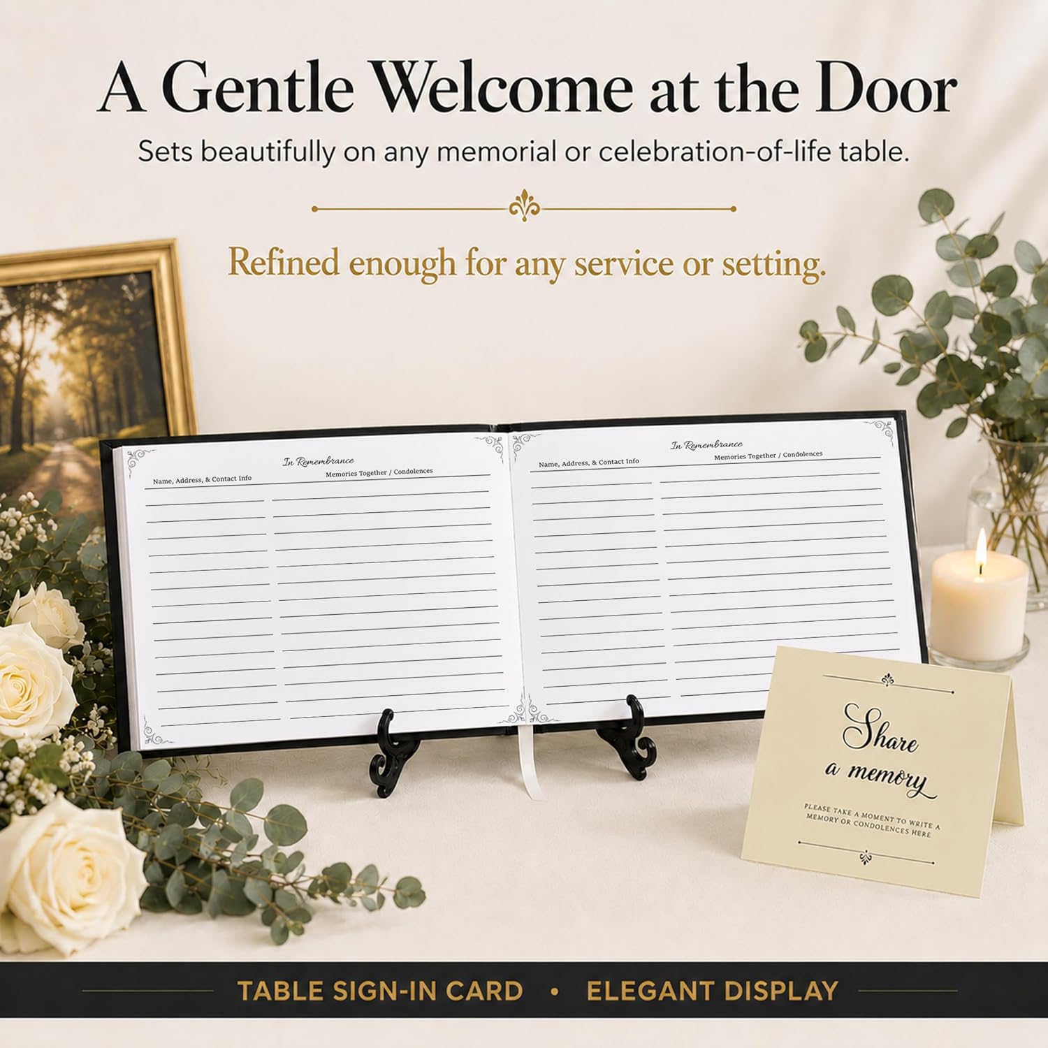 Funeral Guest Book for Memorial Service | Celebration of Life Sign-In Book to Honor and Remember Loved Ones – Elegant Memory Keepsake for Guests to Share Condolences