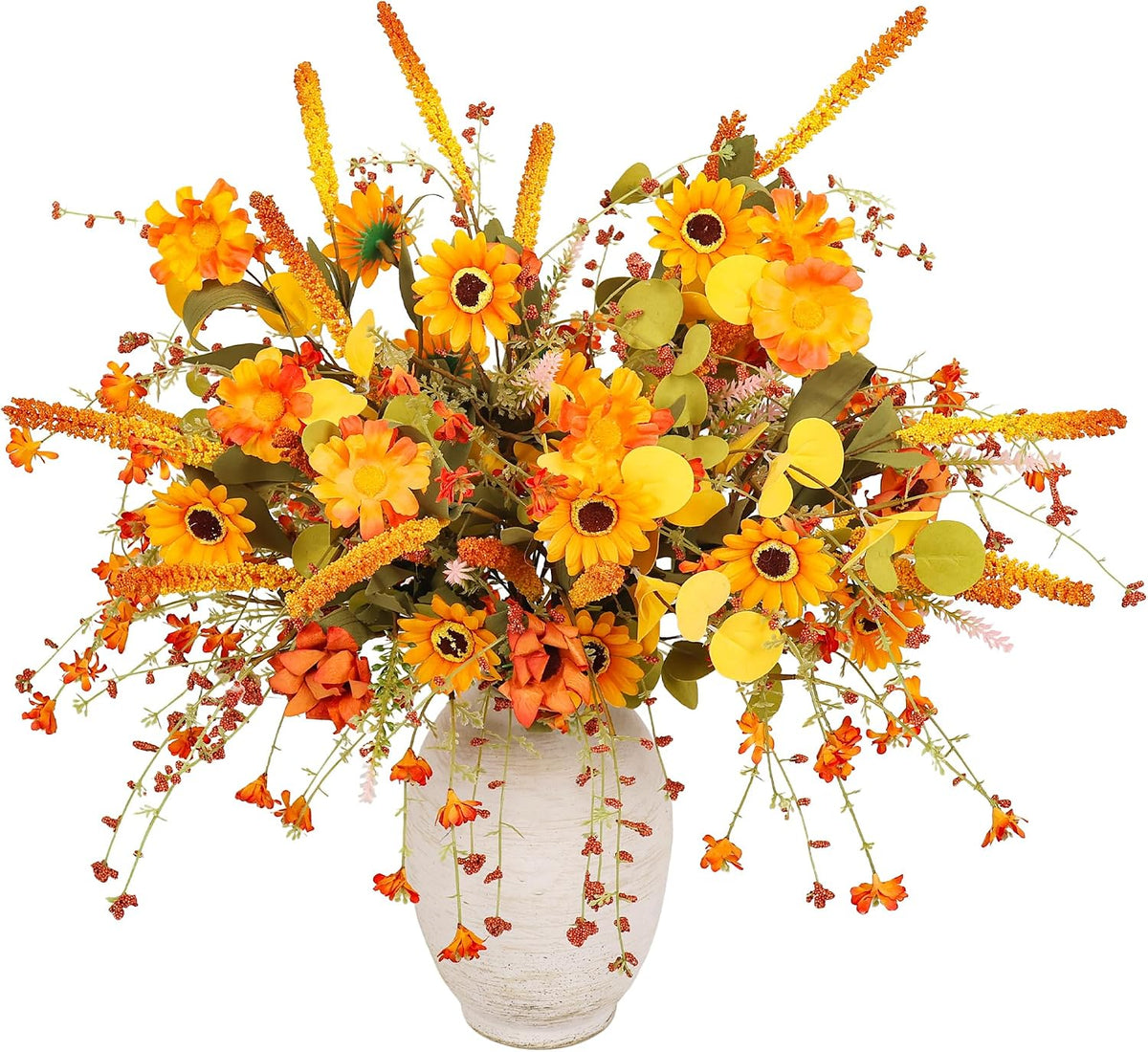 6-Pack Fall Stems Artificial Arrangement Flowers Bouquet Decoration Eucalyptu...