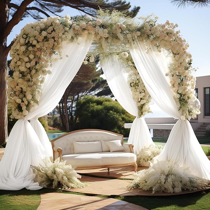 Wedding Arch Draping Fabric 1 Panel 30" X 20FT Sheer Arch Drapes Fabric White Backdrop Curtains for Wedding Arbor Ceremony Birthday Party