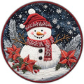 Round Christmas Snowman Decor Metal Tin Sign for Door Hanging Sign for Home Bars Clubs Cafes 12 * 12 in