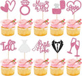 30 PCS Bride to Be Cupcake Toppers Glitter Miss to Mrs I Do Love Heart Ring Cupcake Picks Wedding Bridal Shower Cake Decorations for Wedding Engagement Bachelorette Party Supplies Pink