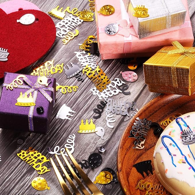 WILLBOND 3000 Pieces Happy Birthday Confetti Birthday Party Cake Confetti Metallic Foil Balloon Table Scatter Decorations for Carnival Baby Shower DIY Arts and Crafting