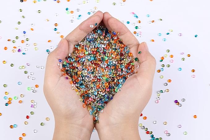 10000 pcs/Pack Wedding Table Scatter Confetti Crystals Acrylic Diamonds Vase Fillers 4.5 mm Rhinestones for Wedding, Bridal Shower, Vase Beads Decorations (Multi-Colored)