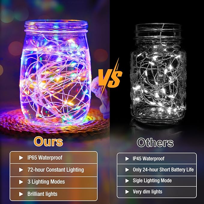 6 Pack Fairy Lights Battery Operated - 7ft 20 Led Twinkle Lights 3 Modes, Multi-Colored Bulk Mini String Lights Waterproof for Mason Jars Vases DIY Party Wedding Decoration Christmas
