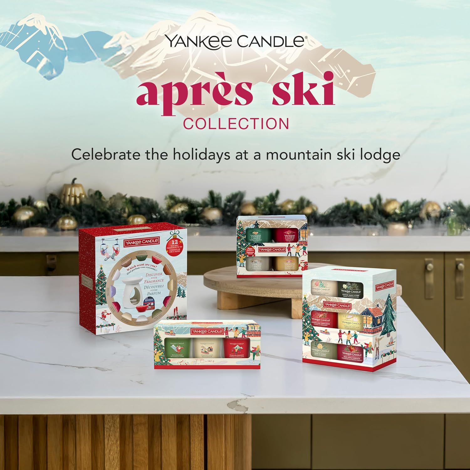 Yankee Candle Christmas Scented Candles Gift Set, 6 Filled Mini Votive Candles, Après Ski Collection, Perfect Christmas Gifts for Women