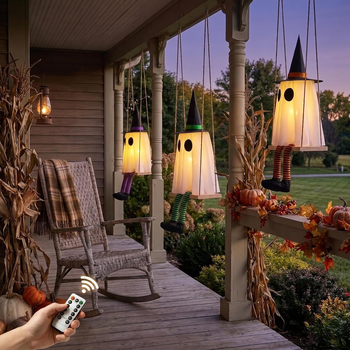halloween swinging ghost outdoor decor, spooky hanging ghosts, package contents
