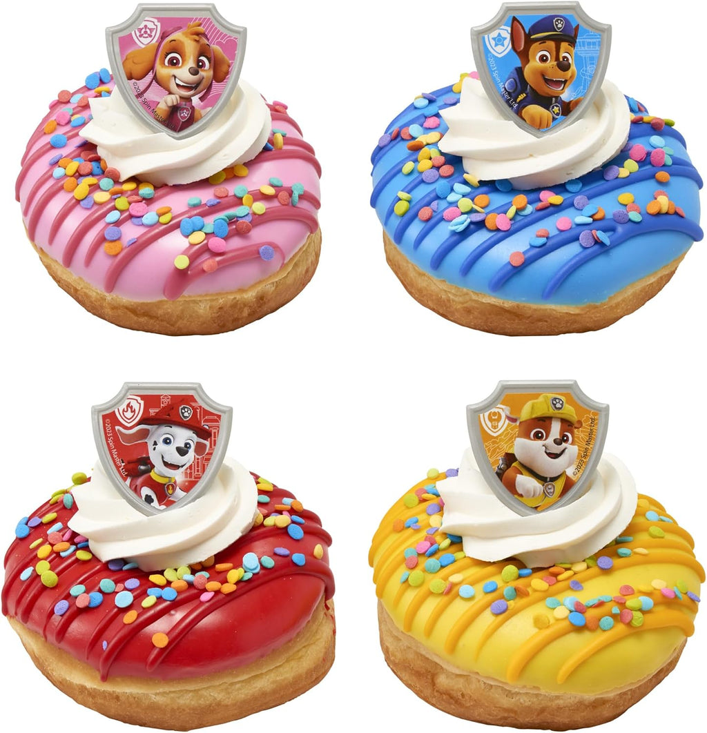 DecoPac Paw Patrol Reporting For Duty Rings, Cupcake Decorations Featuring Chase, Marshall, Skye, And Rubble - 24 Pack