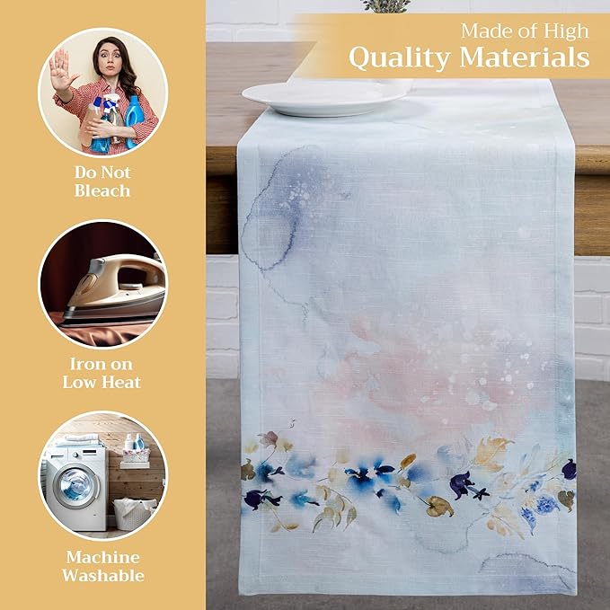 Maison d' Hermine Table Runner 100% Cotton Single Layer Table Runners 108 inches Long Decorative for Home Kitchen Dining Party Wedding Bridal Shower Spring Summer (Lazy Summer Days, 14.50" x 108")