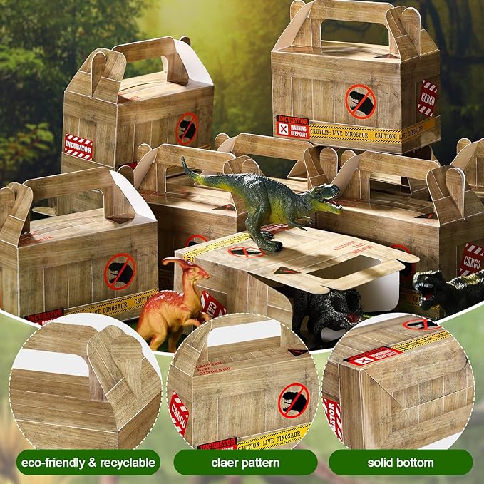 Bucherry 12 Pcs Dinosaur Treat Boxes Dino Party Favor Boxes Candy Goodie Gift Containers for Dinosaur Birthday Decorations Dino Birthday Party Supplies Baby Shower Decorations