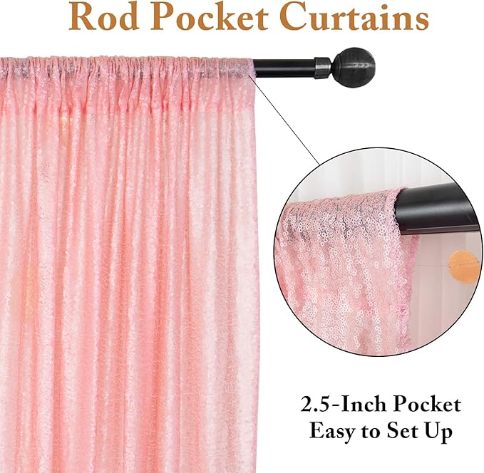 ShinyBeauty 4x7FT Sequin Backdrop Baby Pink| Glitter Fabric for Wedding, Birthday, Baby Shower Backdrops | Photobooth Studio & Home Decor