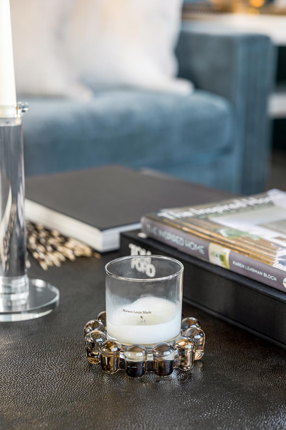 Alice Lane Home Collection Original Smoky Glass Small Bubble Candle Dish | Votive and Candle Plate, Diffuser Base, Wax Catcher, Decorative Tray, Jewelry Catchall, Decorative Tabletop Accent