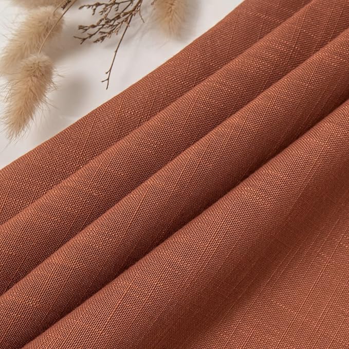 maxmill Lux Faux Linen Tablecloth with Slubby Yarn Textured Weaves Wrinkle Free Soft Table Cloth for Kitchen Dining Tabletop for Fall Harvest Thanksgiving Decorations Rectangle 60 x 84 Inch Rust