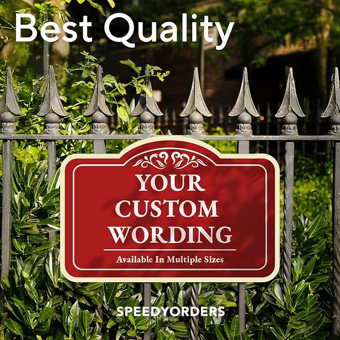 Custom Decorative Outdoor Metal Sign - Personalized Aluminum Driveway Sign, Waterproof, Made In USA - Design 1 Red Brick 10x7 In
