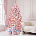 yitahome 6ft prelit pink flocked christmas tree with, main product view
