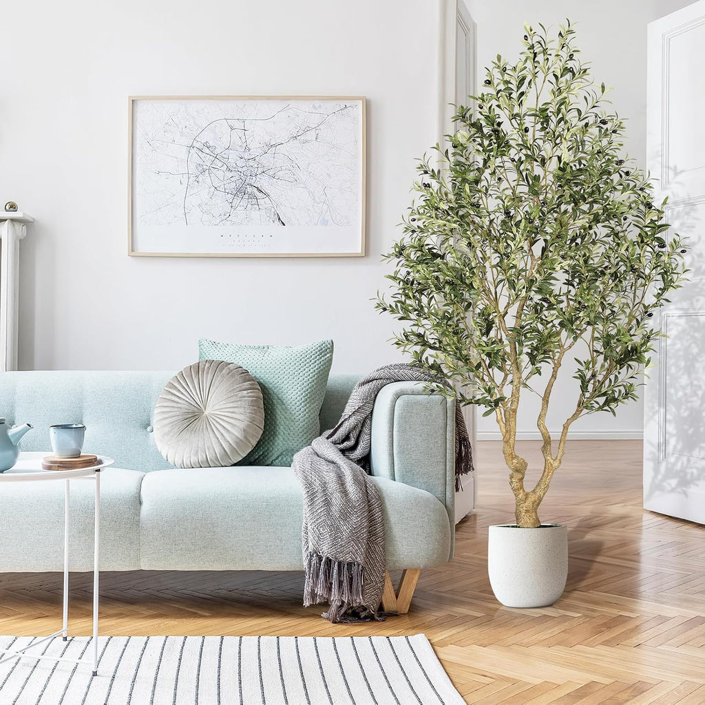 feelead faux olive tree 8ft - tall olive showing dimensions