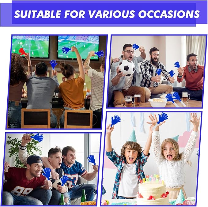 24 Pcs Hand Clappers Noisemakers 7.5 Inch Clappers Noisemakers Plastic Hand Clappers for Birthdays Game Football Sporting Events Cheers Supplies Dance Basketball Football Noisemakers(Blue and White)