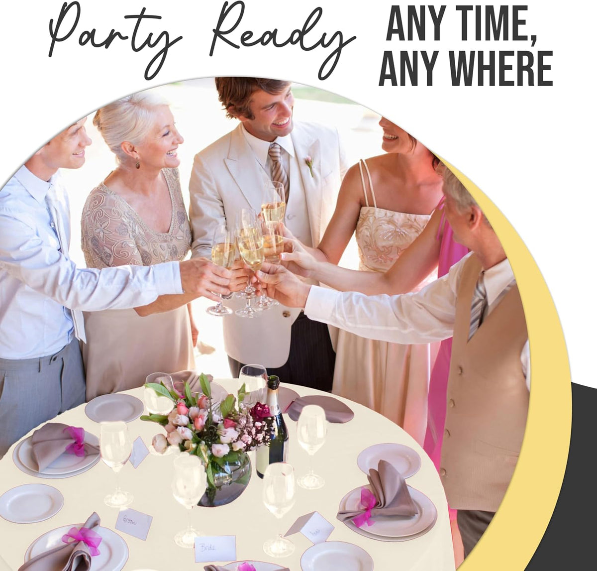 Exquisite 66% Thicker Premium Ivory Round Tablecloth 0.5 Mil 12 Pack Plastic ...