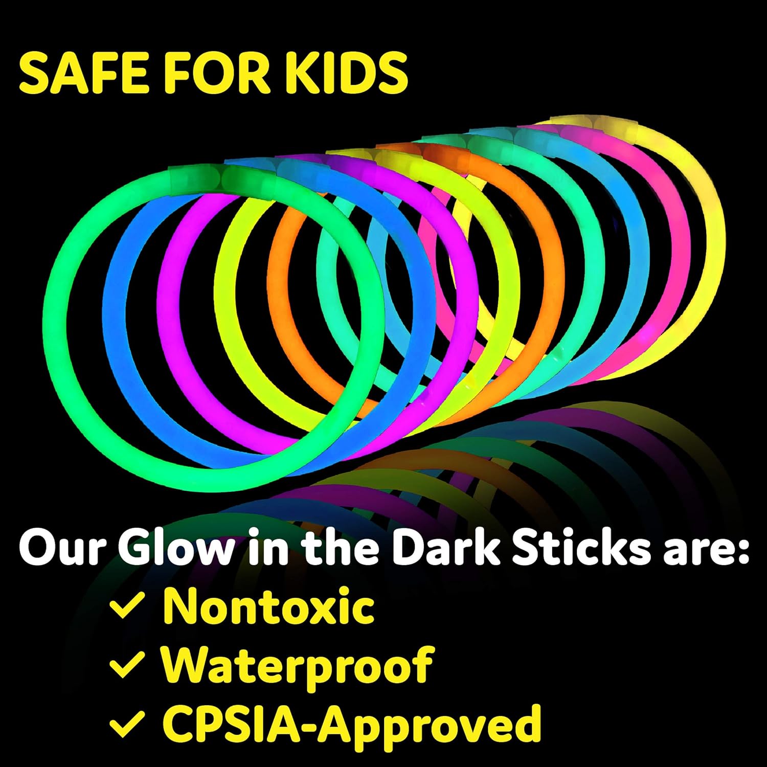 PartySticks Glow Sticks Party Supplies 100pk - 8 Inch Glow in the Dark Light Up Sticks Party Favors, Glow Party Decorations, Neon Party Glow Necklaces and Glow Bracelets with Connectors