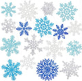 Winter Snowflake Cutouts - Glitter Paper Snowflake Decorations - 100Pcs Blue & Silver Double-Side Christmas Cutouts for Holiday Winter Wonderland Bulletin Board, Frozen Party Decor