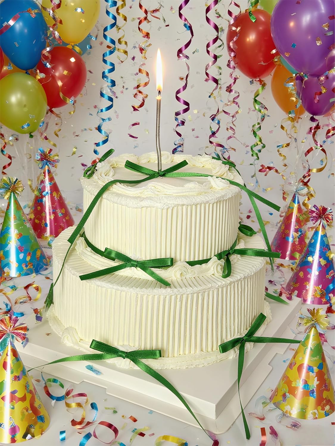 20 PCS Green Bow Cupcake Toppers，Ribbon Bow Cake Decorations，Bowknot Ribbons Coquette, High Footed Cup Balloon Wall Party Decorations，Bridal Wedding Cake Dessert Baby Party Supplies (Green)