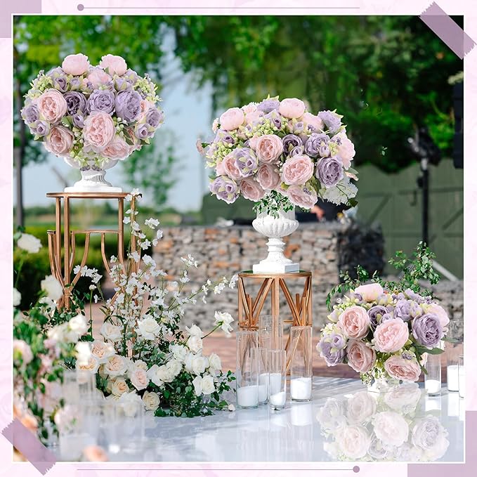 8 Bundles Artificial Peonies Flowers Boho Faux Flowers Arrangements Artificial Centerpiece Spring Bouquet Floral Wedding Decoration for Vase(Pink, Purple)