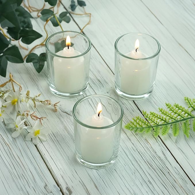 WGV Tea Light Votive Candle Holder 2x2.4, Clear Tiny Utility Cylinder Glass Vase, Small Planter Terrarium for Home Accent Decor, 24 Pieces
