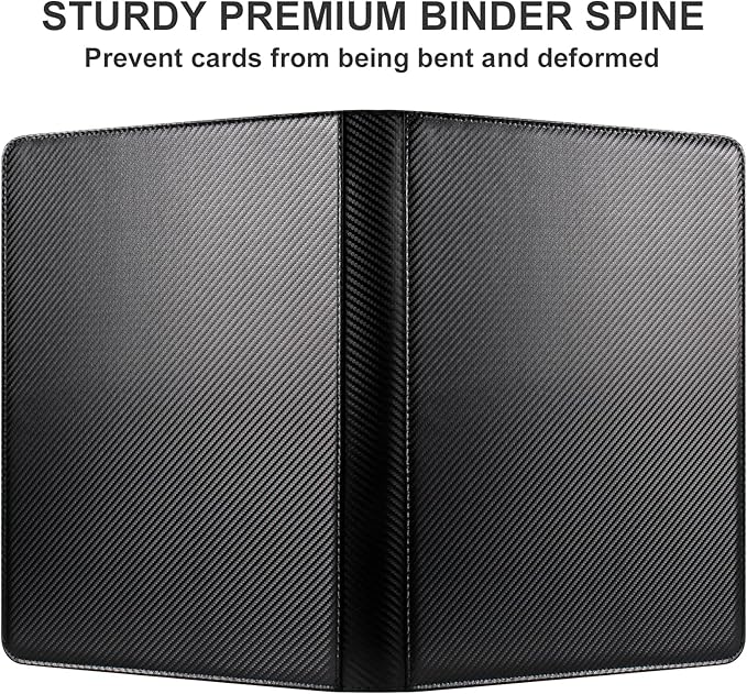 GEAoffice Trading Card Binder 16 Pockets, Premium Large 1000 Card Binder Holds 1000+, Side Loading Collection Album Folders for YuGiOh, MTG, TCG, Games& Sports, Carbon Black