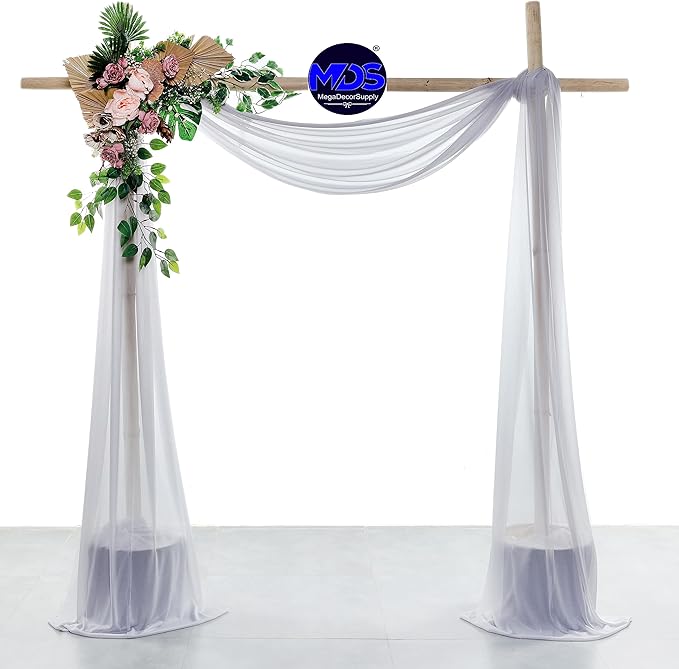 MDS Halloween Chiffon Draping Fabric - 2 Panel, 30" Wide x 100ft Long - Sheer Spooky Arbor & Canopy Drapery for Haunted House Backdrops, Party Ceilings, DIY Costumes & Themed Events - Cool Gray