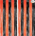 Black Orange Streamers Party Backdrop - GREATRIL Tinsel Fringe Curtain for Halloween Decorations/Pumpkin/Birthdays Party Decoration - 3.2ft X 8.2ft - 2 Packs